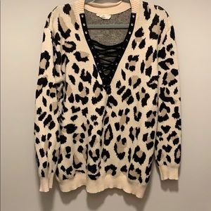 Leopard print oversized sweater